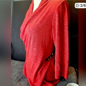 Michael Tyler Chic Red Long Sleeve Fashion Top Women's Top